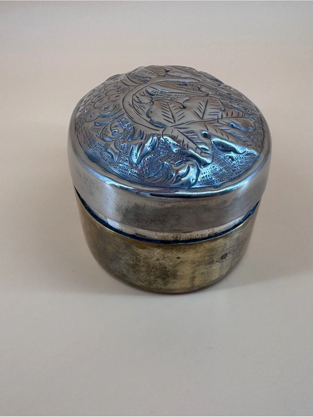 Silverplated Oval Repousse Jewelry Trinket Box